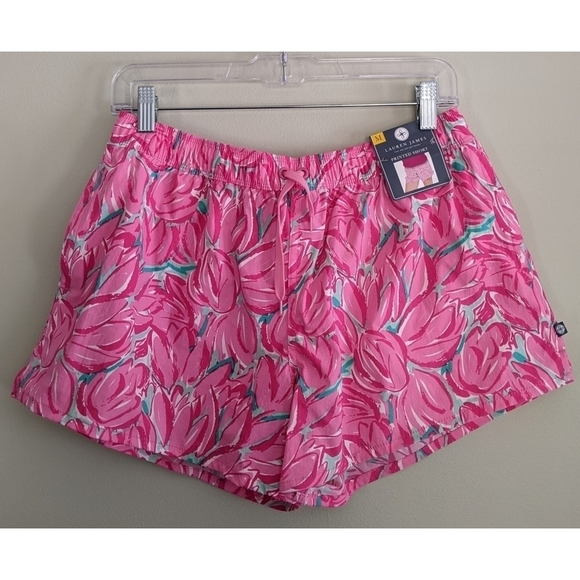 🆕 Lauren James Pink Tulip Printed Shorts Medium - Picture 1 of 4